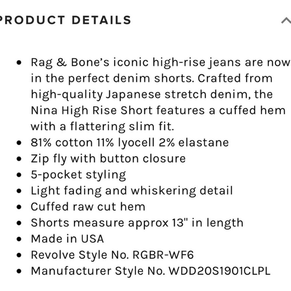 Rag & Bone NWT Nina Denim Shorts - Picture 14 of 14